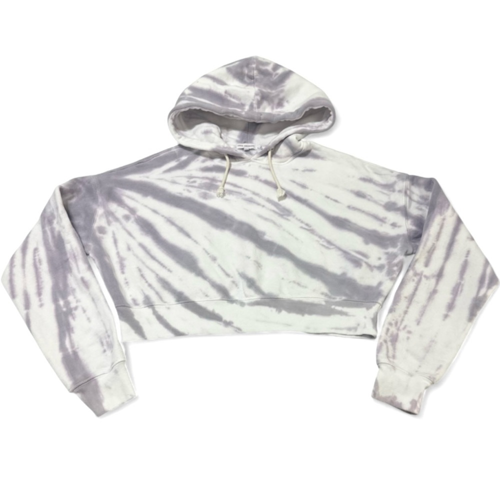 GOOD AMERICAN-Cool Crop Hoodie Tie Dye Lilac, Size 3 (Large) - Cozy-Luxe-Lounge